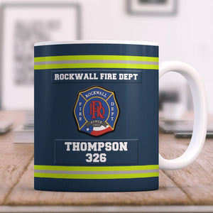 Personalized Firefighter White Edge-to-edge Mug With Custom Badge, Name & Number, Gift For Firefighter - Coffee Mug - GoDuckee