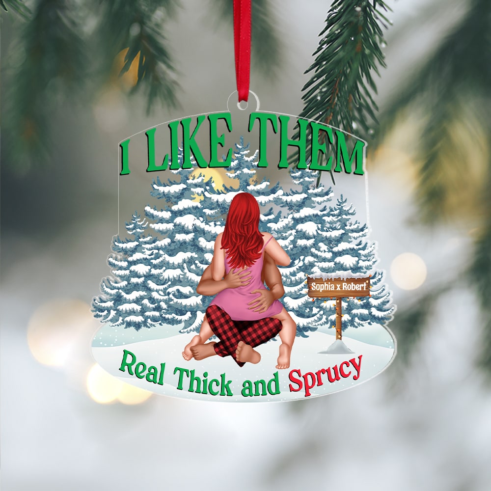 Couple, I Like Them Real Thick, Personalized Ornament, Christmas Gifts For Couple - Ornament - GoDuckee