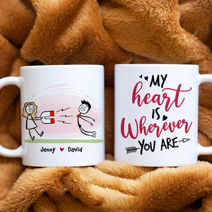 My Heart Is Wherever You Are, Personalized Mug, Gift For Couple - Coffee Mug - GoDuckee