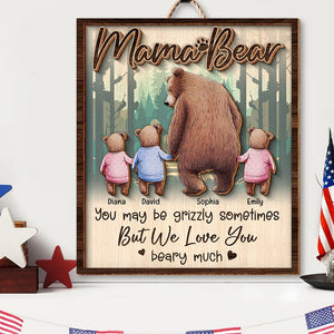 Personalized Gifts For Mom Wood Sign Mama Bear - Wood Signs - GoDuckee
