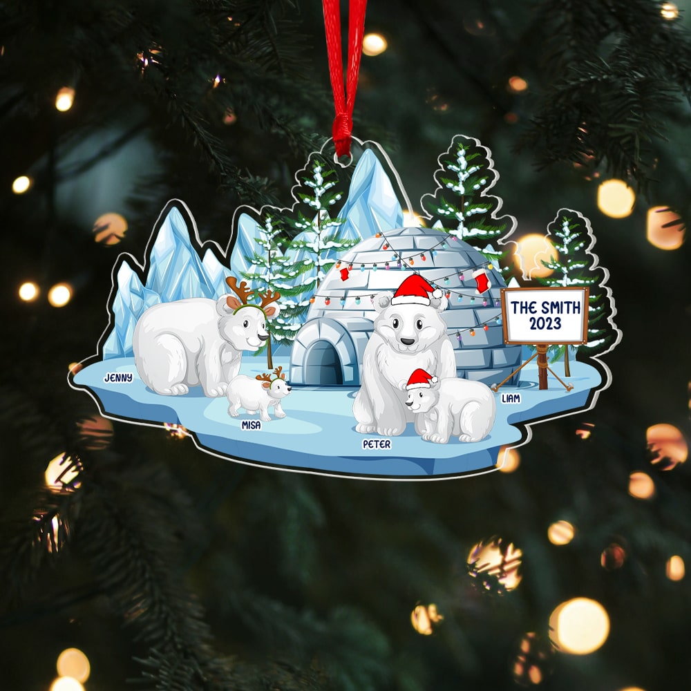 Polar Bear Family, Personalized Acrylic Ornament, 04TOPU091023 - Ornament - GoDuckee