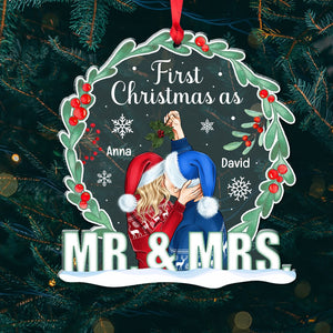 First Christmas As Mr & Mrs-Gift For Couple-Personalized Ornament - Acrylic Custom Shape Ornament- Christmas Couple Anniversary - Ornament - GoDuckee