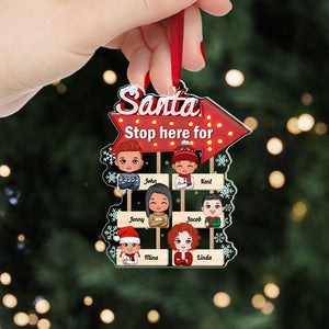 Santa Stop Here For, Cute Kids, Personalized Acrylic Ornament, Christmas Gift For Kids - Ornament - GoDuckee