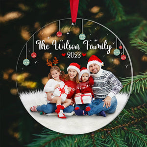 Custom Christmas Tree Ornament with Family Name and Photo, Christmas Gifts - Ornament - GoDuckee
