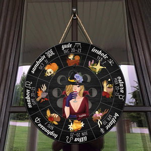Witch Wheel of the Year, Personalized Wood Sign, Gift for Witch's House - Wood Sign - GoDuckee