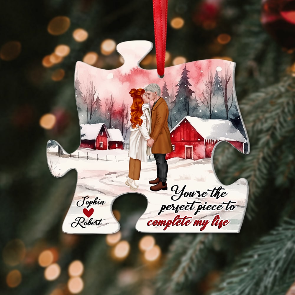 Couple, You're The Perfect Piece To Complete My Life, Personalized Ornaments, Christmas Gifts For Couple - Ornament - GoDuckee