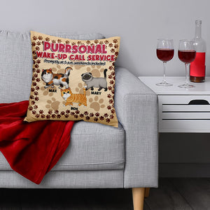 Cats, Purrsonal Wake-Up Call Service, Personalized Square Pillow, Gift For Cat Lover, 01KAPO221223 - Pillow - GoDuckee