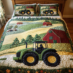 Green Tractor On The Farm Quilt Bedding Set - Gifts For Tractor Lovers 06tglu070725 - Blanket - GoDuckee