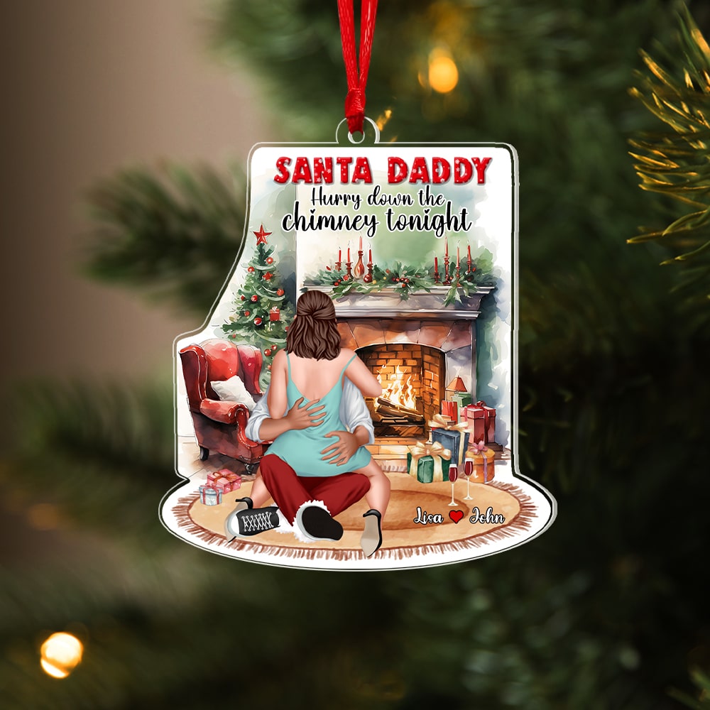 Hurry Down The Chimney Tonight, Personalized Naughty Ornament, Christmas Gift For Couple - Ornament - GoDuckee