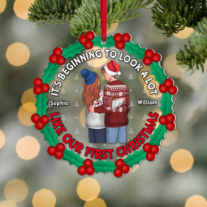 Couple, Our First Christmas, Personalized Ornament, Christmas Gifts For Couple - Ornament - GoDuckee