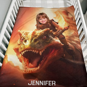 Gift For Kid - Dinosaur Kid Custom Photo Blanket - 03naqn151123 - Blanket - GoDuckee