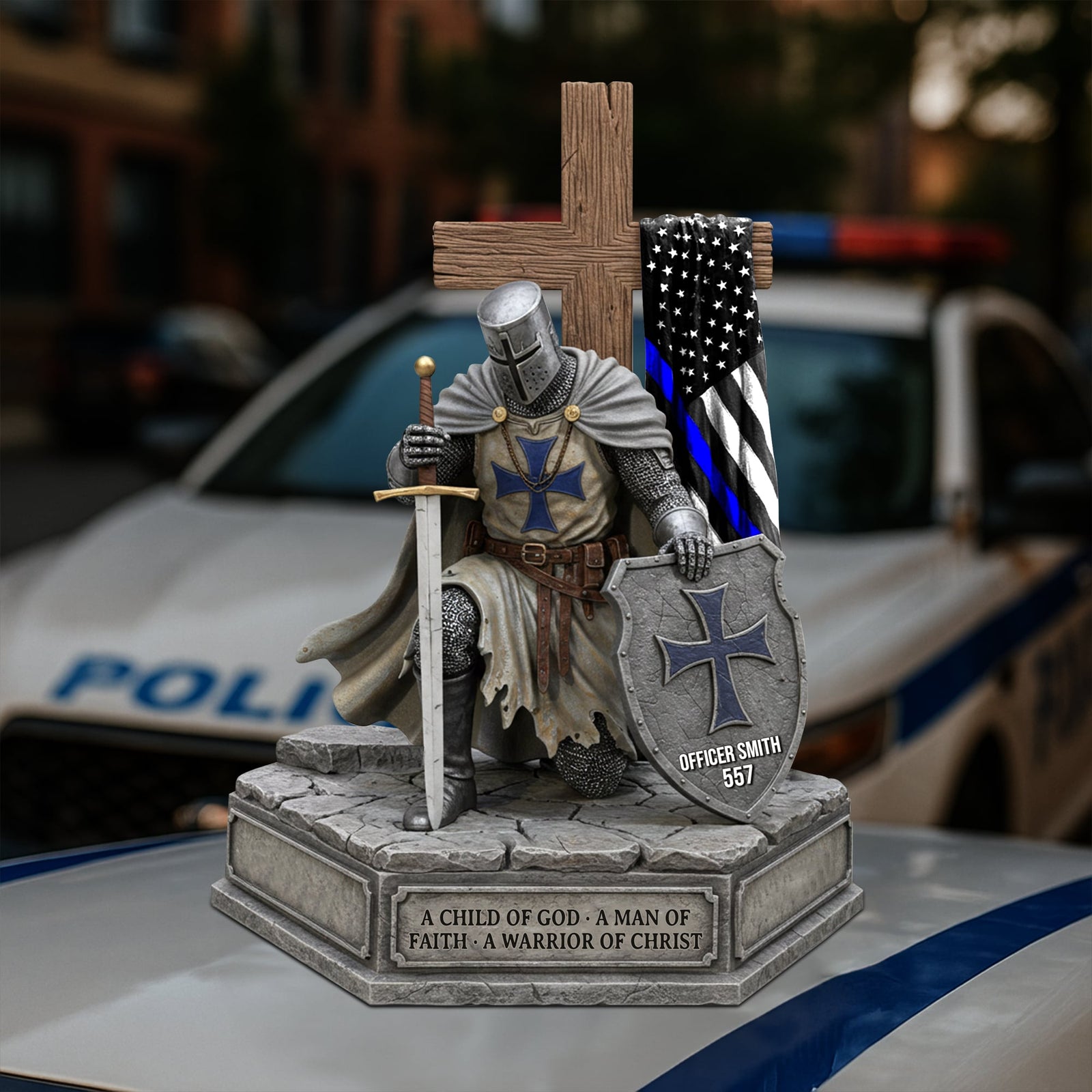 Knight Templar Kneeling Under God Plaque Personalized Gifts For Police 03qhtn170525 - Shaped Plaques - GoDuckee