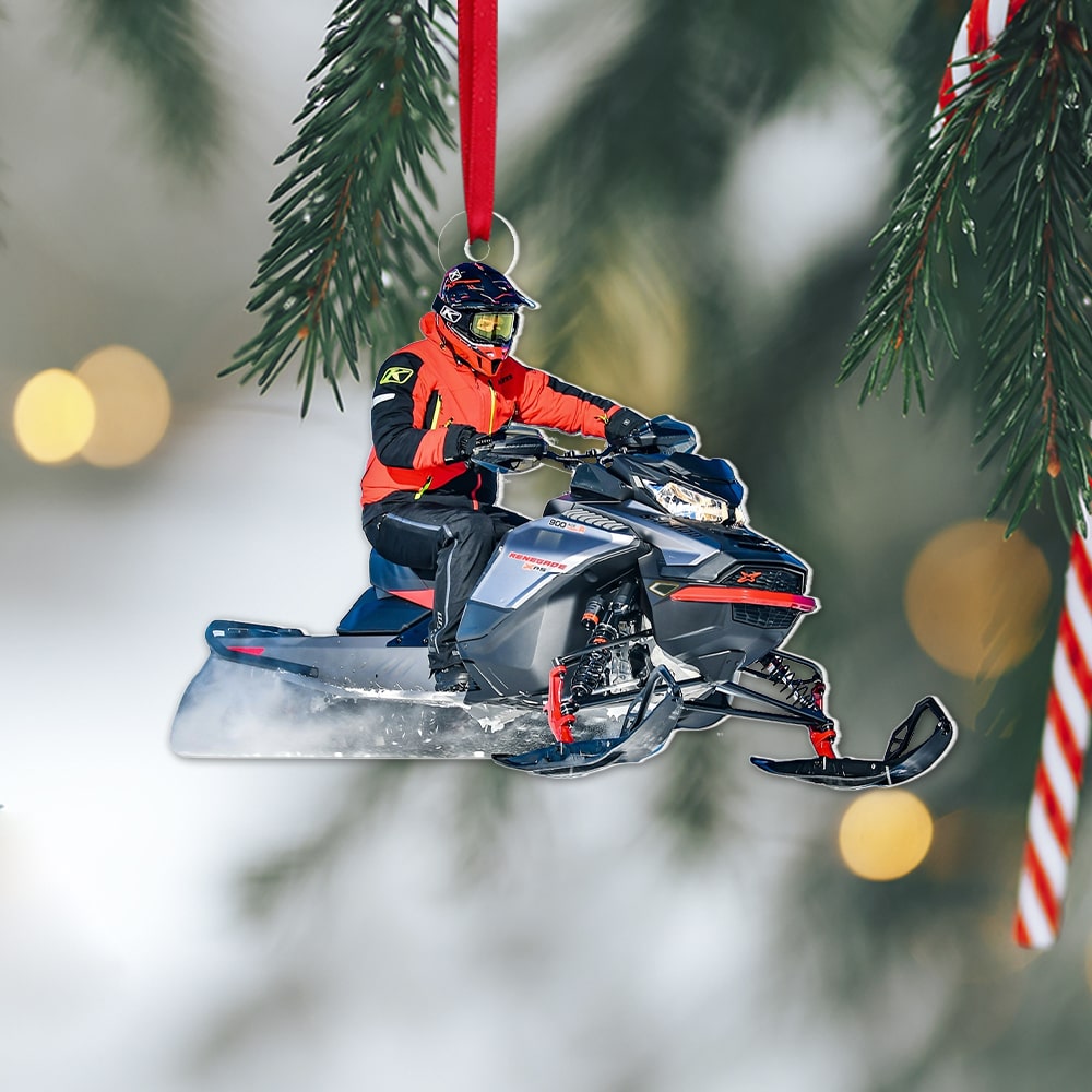 Custom Photo Ornament, Gift For Snowmobile Lovers, Gift For