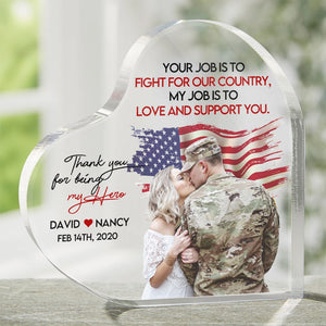Military Couples, My Job Is To Love And Support You, Personalized Acrylic Plaque, Couple Gifts, Valentine's Gifts - Decorative Plaques - GoDuckee