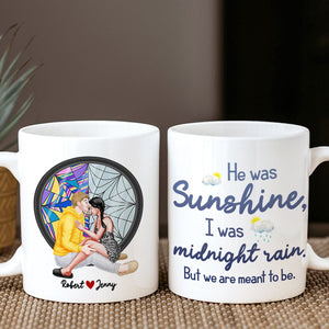Cause He Was Sunshine, I Was Midnight Rain, Personalized Coffee Mug, Couple Gifts, Valentine Gifts - Coffee Mug - GoDuckee