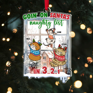 Goin' On Santa's Naughty List, Personalized Funny Cats Ornament, Christmas Gift For Cat Lovers - Ornament - GoDuckee