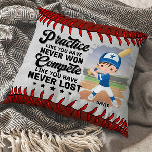 Compete Like You Have Never Lost Personalized Baseball Square Pillow 01OHTN270723 - Pillow - GoDuckee