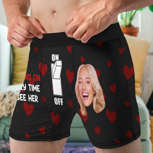 It Turns On Every Time I See Her, Men Boxer Briefs, Custom Photo Boxer, Valentine Gifts - Boxer Briefs - GoDuckee