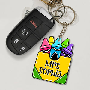 Personalized Colored Crayon Keychain Gift For Teacher - Keychains - GoDuckee