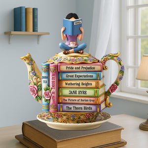 Book & Tea Loving Girl Plaque - Personalized Gifts For Book Lovers 03qhtn020625 - Shaped Plaques - GoDuckee