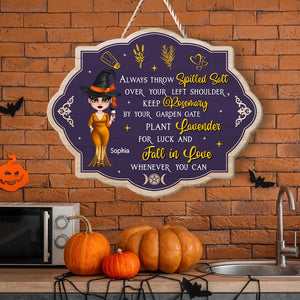Fall In Love Whenever You Can- Personalized Wood Sign- Halloween Gift- Witch Wood Sign - Wood Sign - GoDuckee