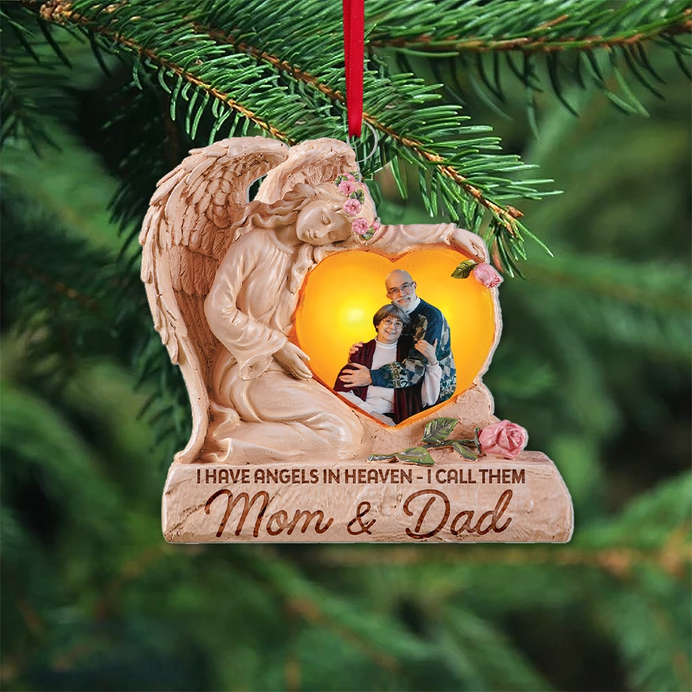 Angels In Heaven, Sympathy Gift, Custom Photo Ornament, Christmas Memorial Gifts - Ornament - GoDuckee