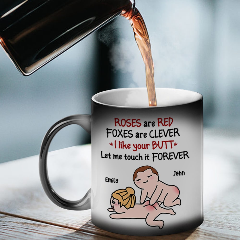 Let Me Touch Your Butt Forever, Personalized Funny Couple Mug, Gift For Couple - Magic Mug - GoDuckee