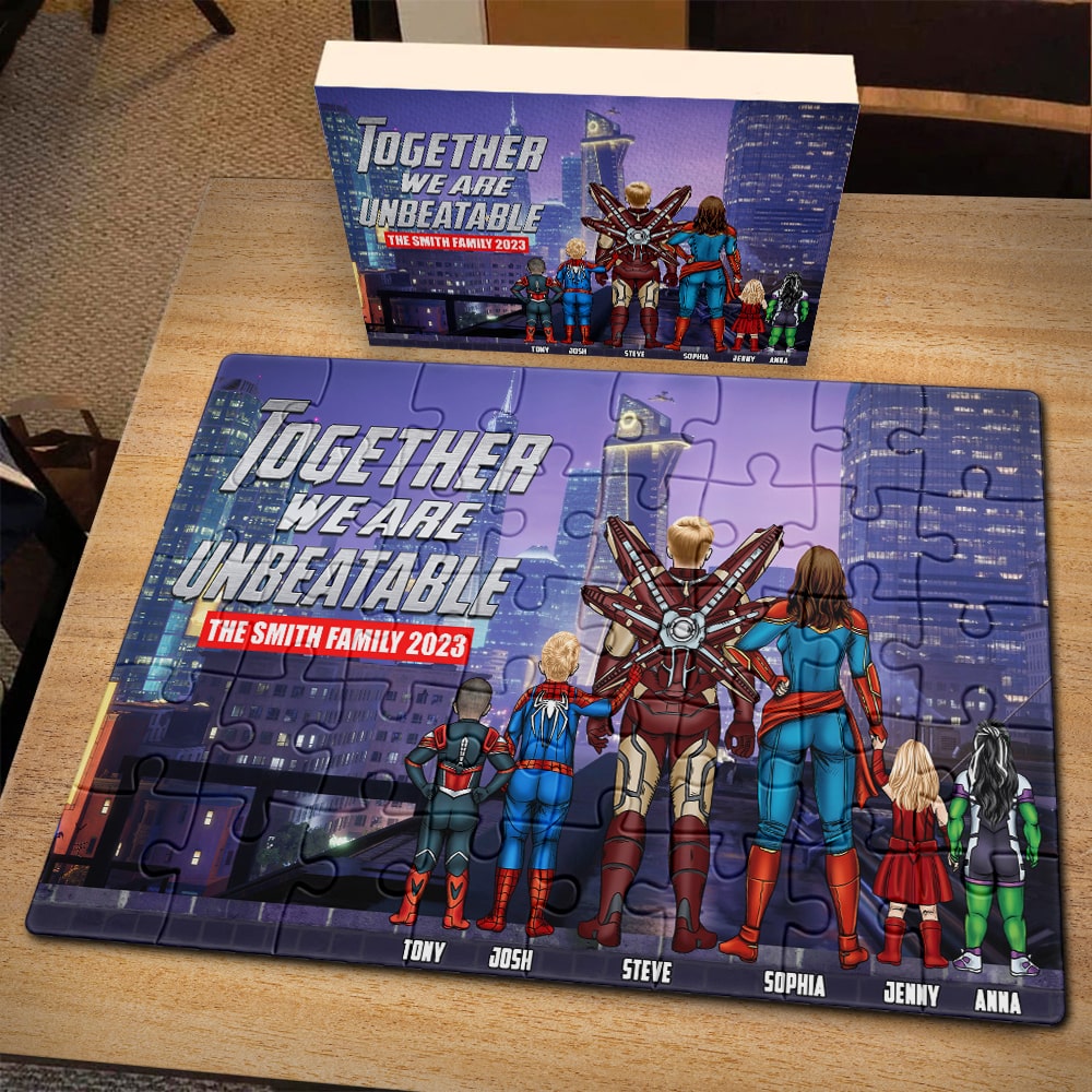 The Family, Together We Have Unbeatable, Personalized Jigsaw Puzzle, Gifts For Family, 02HTPO211023TM - Wood Sign - GoDuckee