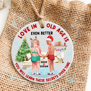 Love In Old Age Is Even Better- Personalized Ornament - Ceramic Circle Ornament- Gift For Old Couple- Christmas Ornament - Ornament - GoDuckee