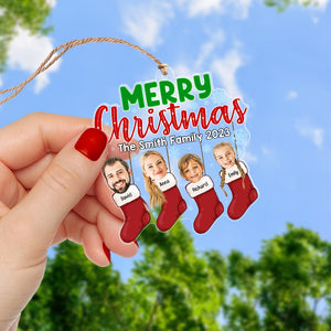 Merry Christmas, Custom Family Photo Ornament, Xmas Gifts - Ornament - GoDuckee