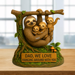 Sloth Dad Plaque - Personalized Gifts For Dad 01natn120525 - Shaped Plaques - GoDuckee