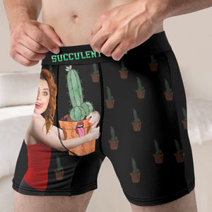 Custom Photo Gifts For Men Boxers Succulent This - Boxers & Briefs - GoDuckee