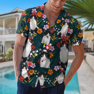 Custom Photo, Personalized Tuxedo Cat Hawaiian Shirt, Gift For Cat Lovers - Hawaiian Shirts - GoDuckee