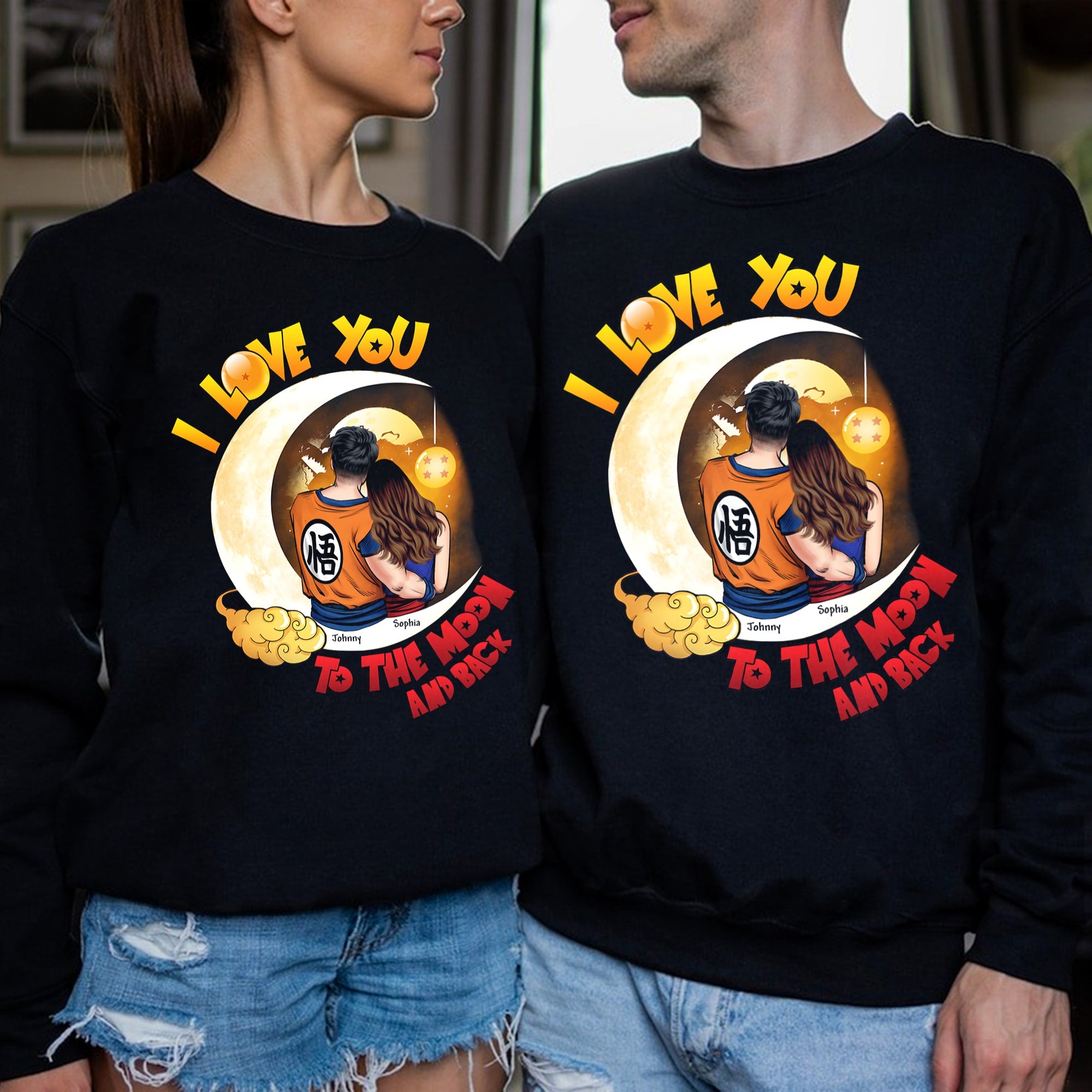 Couple, I Love You, To The Moon And Back, Personalized Shirt, Valentine Gift, Couple Gift, 04HTPO221223HH - Shirts - GoDuckee