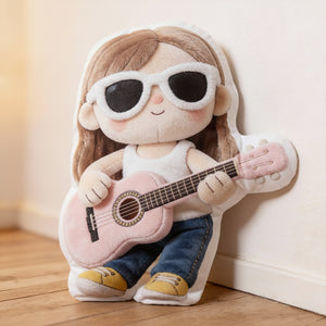 Guitar Girl Custom Shape Pillow - Custom Photo Gifts For Guitar Lovers 02pgdt201225 - Pillow - GoDuckee