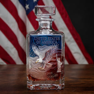 Proud Anniversary Decanter & Round Glass, Personalized Gifts For Patriots 03qhdt120226 - Whiskey Bottle - GoDuckee