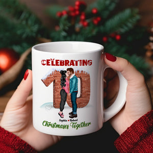 Celebrating Christmas Together, Couple Gift, Personalized Mug, Anniversary Couple Mug, Christmas Gift - Coffee Mug - GoDuckee