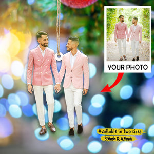 Custom Photo Gifts For LBGT Couple, Upload Couple Photo Christmas Ornament 08pgxx290824 - Ornament - GoDuckee