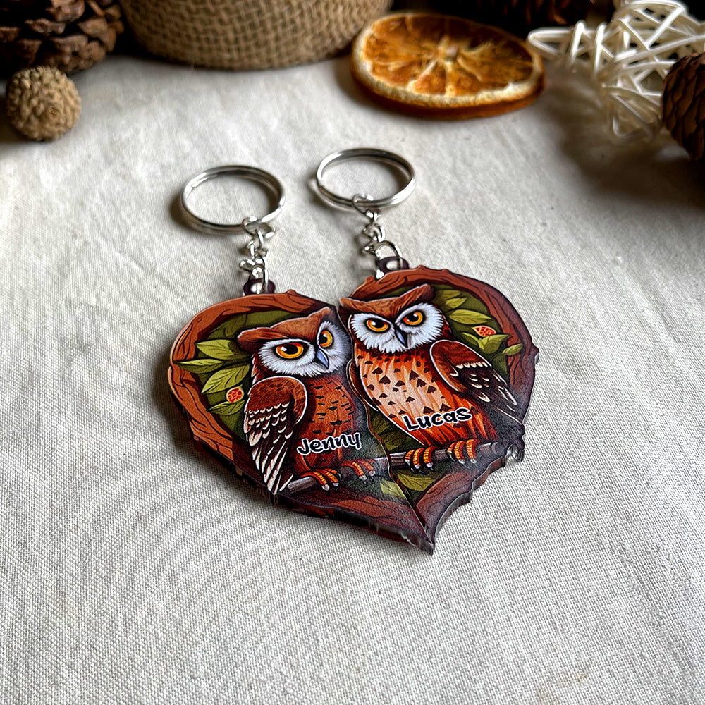 Personalized Owl Couple Keychains - Couple Gift - Keychains - GoDuckee