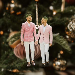 Custom Photo Gifts For LBGT Couple, Upload Couple Photo Christmas Ornament 08pgxx290824 - Ornament - GoDuckee