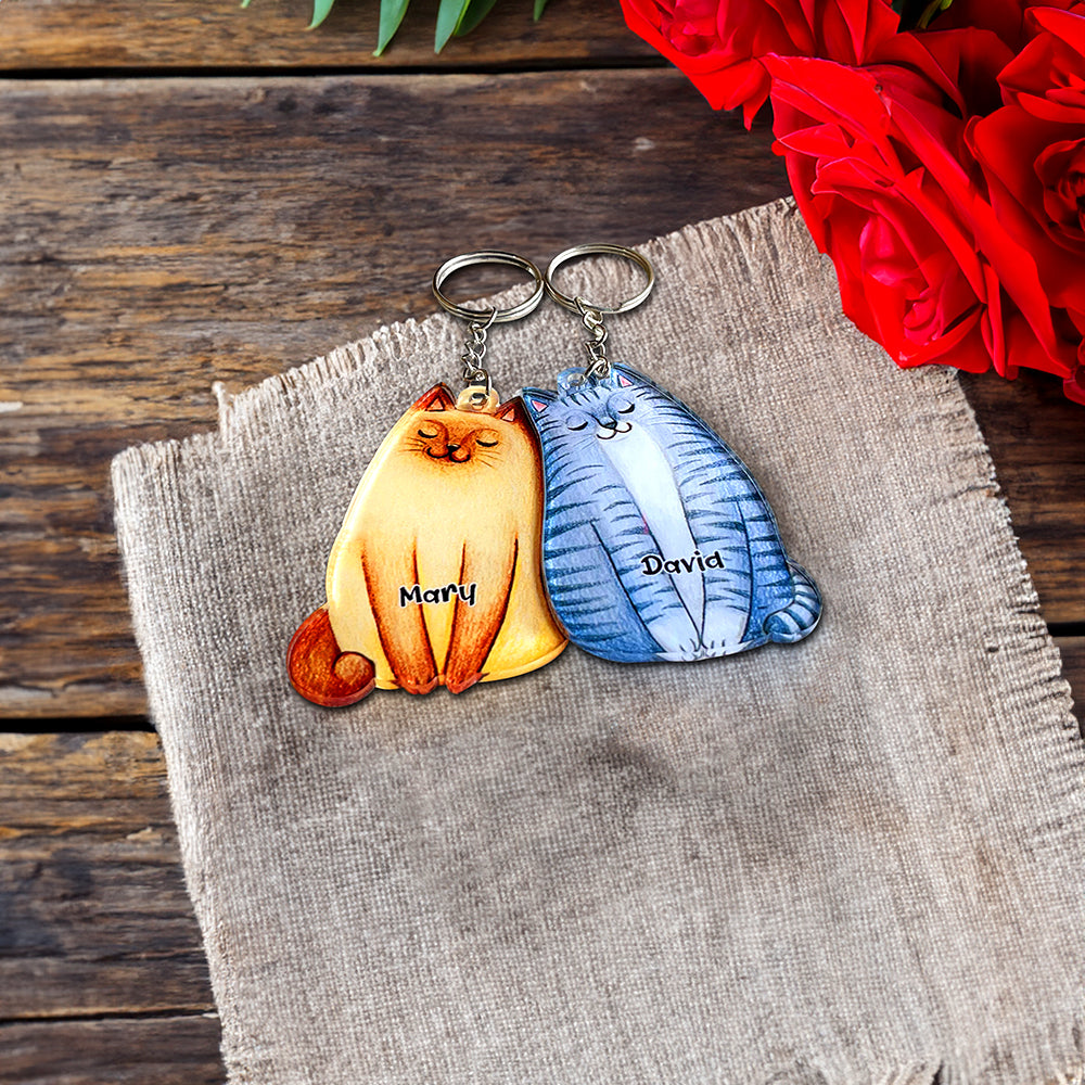 Personalized Cat Couple Keychains - Couple Gift For Pet Lover TT