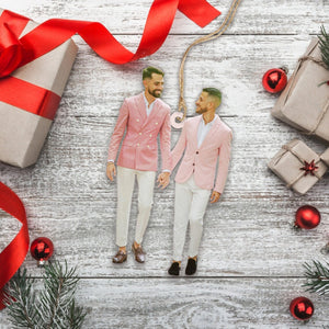 Custom Photo Gifts For LBGT Couple, Upload Couple Photo Christmas Ornament 08pgxx290824 - Ornament - GoDuckee