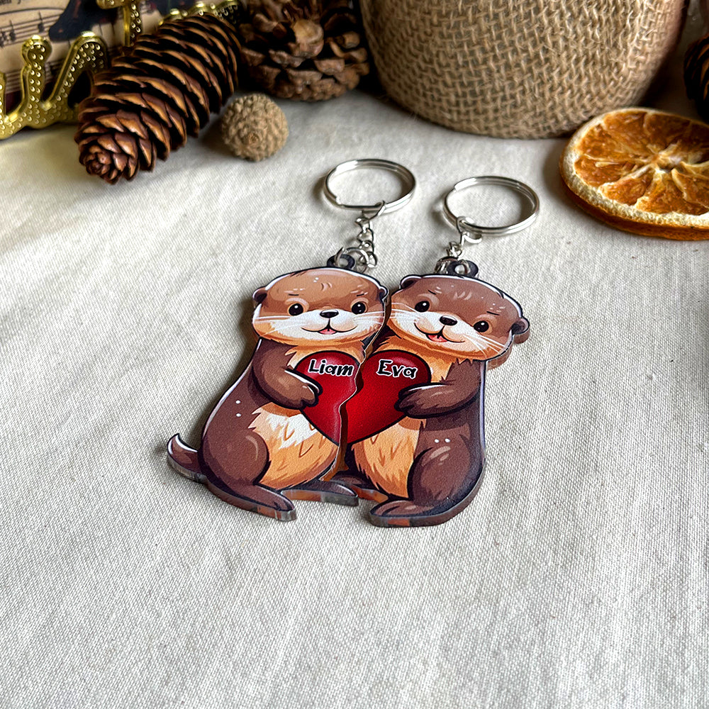 Personalized Otter Couple Keychains - Couple Gift - Keychains - GoDuckee
