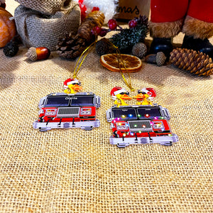 Personalized Fire Truck Duck Ornament- Gift For Firefighter- Christmas Ornament - Ornament - GoDuckee