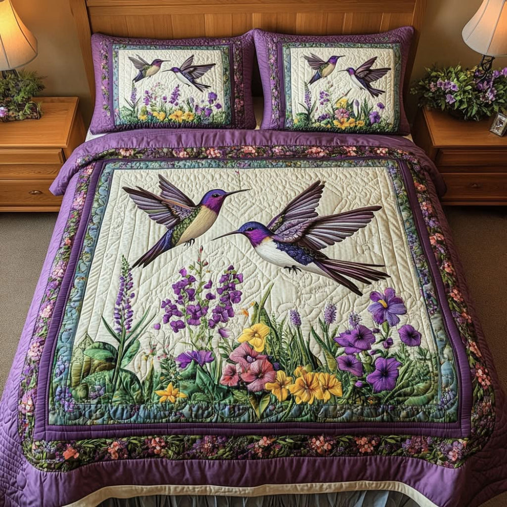Gifts For Bird Lovers Quilt Bed Set Birds And Flowers - Blanket - GoDuckee