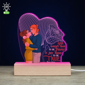 Love Doesn't Have To Be Perfect, Personalized 3D Led Light, Valentine Gifts, Couple Gifts, 02NAPO121223DA - Led Night Light - GoDuckee