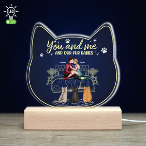 You And Me And Our Fur Babies, Personalized 3D Led Light, Valentine Gifts, Couple Gifts, Gift For Cat Lover - Led Night Light - GoDuckee