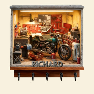 Garage Key Hanger - Personalized Gifts For Bikers 03toqn171225 - Wood Sign - GoDuckee