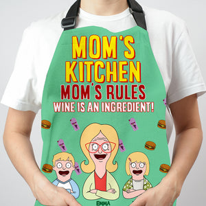 Personalized Gifts For Mom Aprons Mom's Rules 01XQLU030325HG - Aprons - GoDuckee