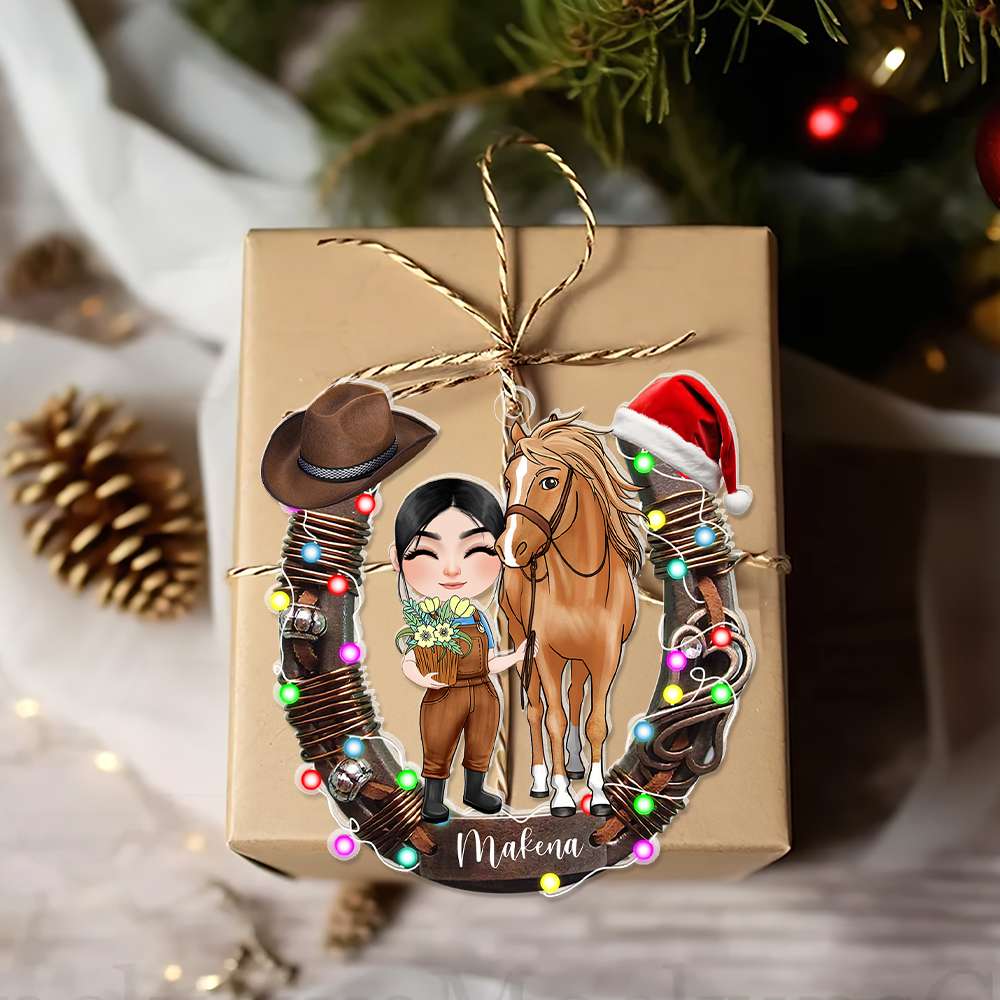 Personalized Gifts For Horse Lovers Christmas Acrylic Ornament 02OHLU141124 - Ornament - GoDuckee